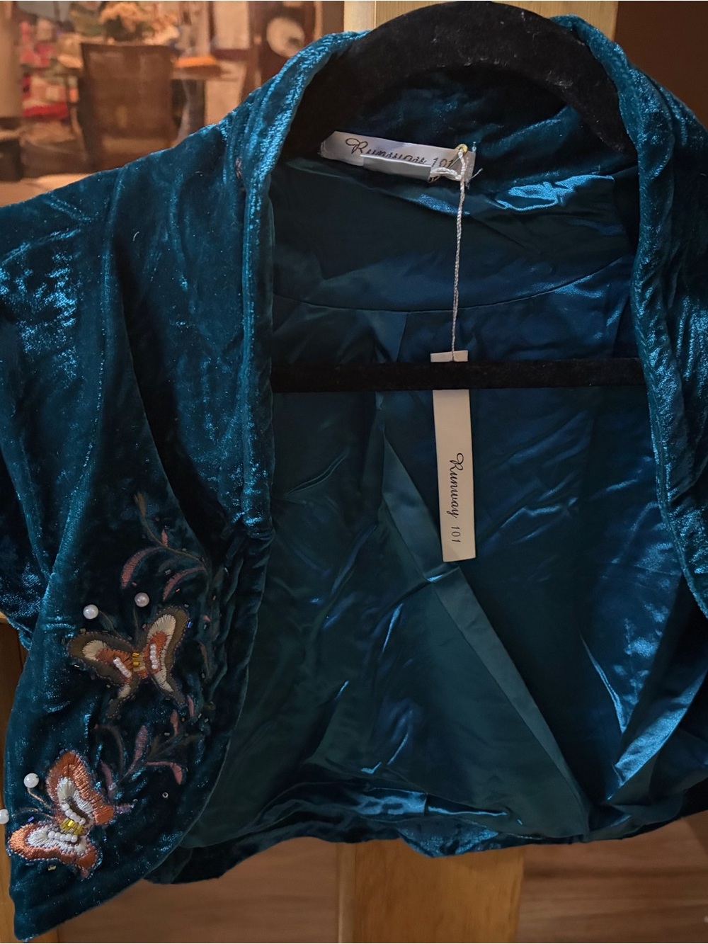Teal Velvet Vintage Shrug - NWT SIZE L